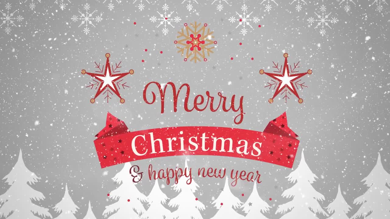 눈이 내리는 메리 크리스마스 텍스트의 애니메이션