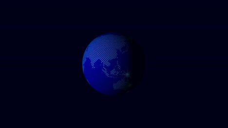 global communication network concept. rotate of globe with appearens bright stars on dark blue background. business expansion worldwide background, 4k resolution.