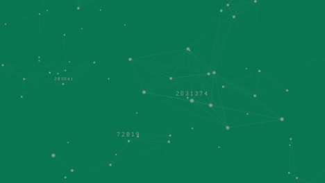 animation of network of connections with data processing on green background