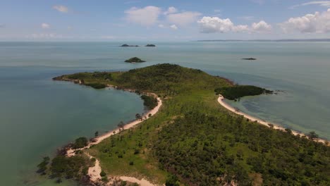 Overhead-moving-aerial-clip-of-uninhabited-island-in-remote-Australia