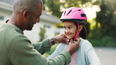 father, daughter and teaching with bicycle