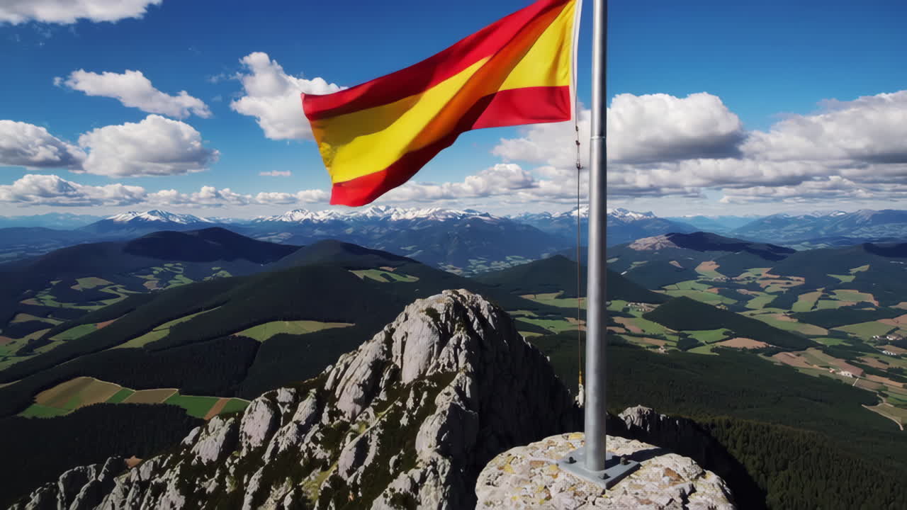 Spanish Flag on Mountain Summit
