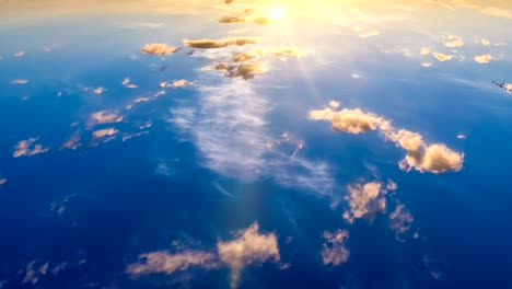 airplane fly by sunny day blue sky. loop video, time-lapse