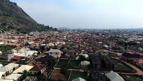 sweeping panoramic aerial view of the dutse alhaji suburb of abuja, nigeria in west africa