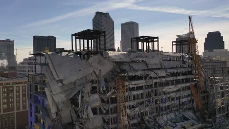 demolition and aerial view of downtown new orleans skyline