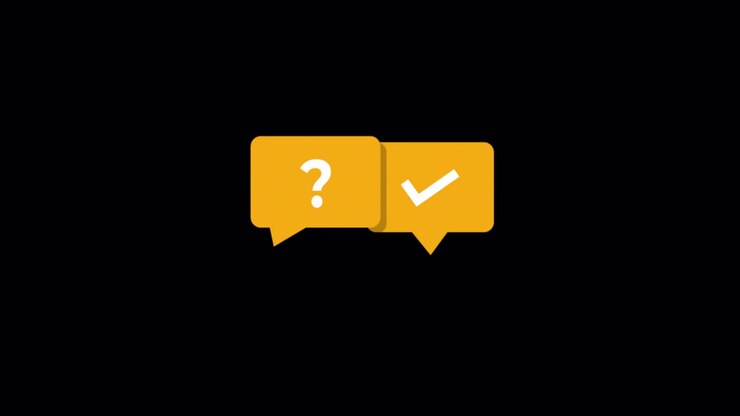 Question Mark and Checkmark in Speech Bubbles
