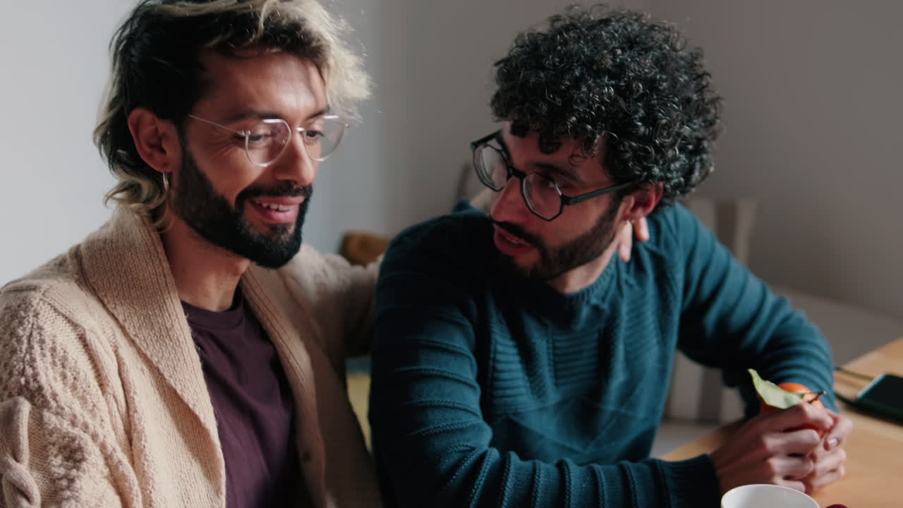 Gay Couple Sharing Intimate Moments at Home