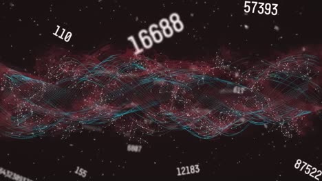 animación de números y ondas sobre fondo negro