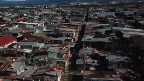 high aerial view over poor slums settlements in costa rica outdoors