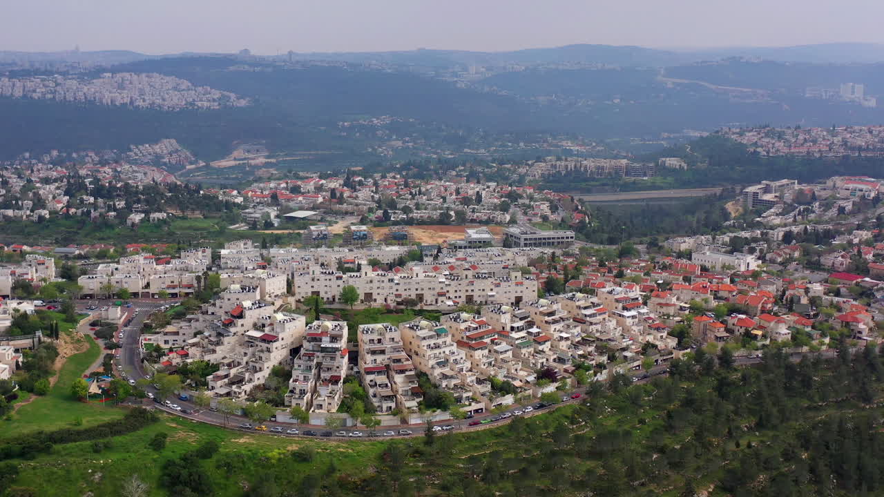 Jerusalem Mountains and Mevseret zion Town Aerial view