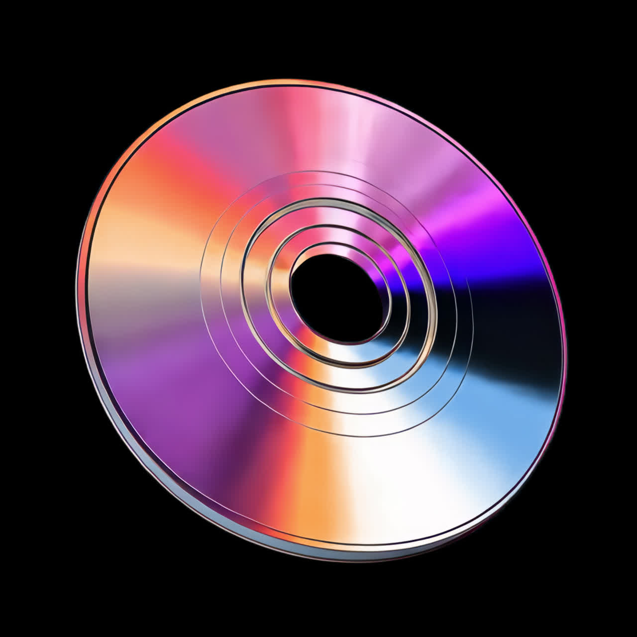 Colorful CD animation isolated asset, transparent 4K video, alpha channel, ProRes 4444