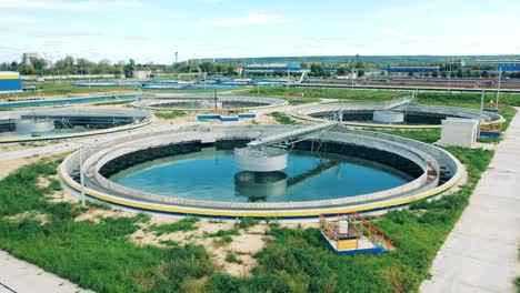 round sedimentation tank at a sewage cleaning facility