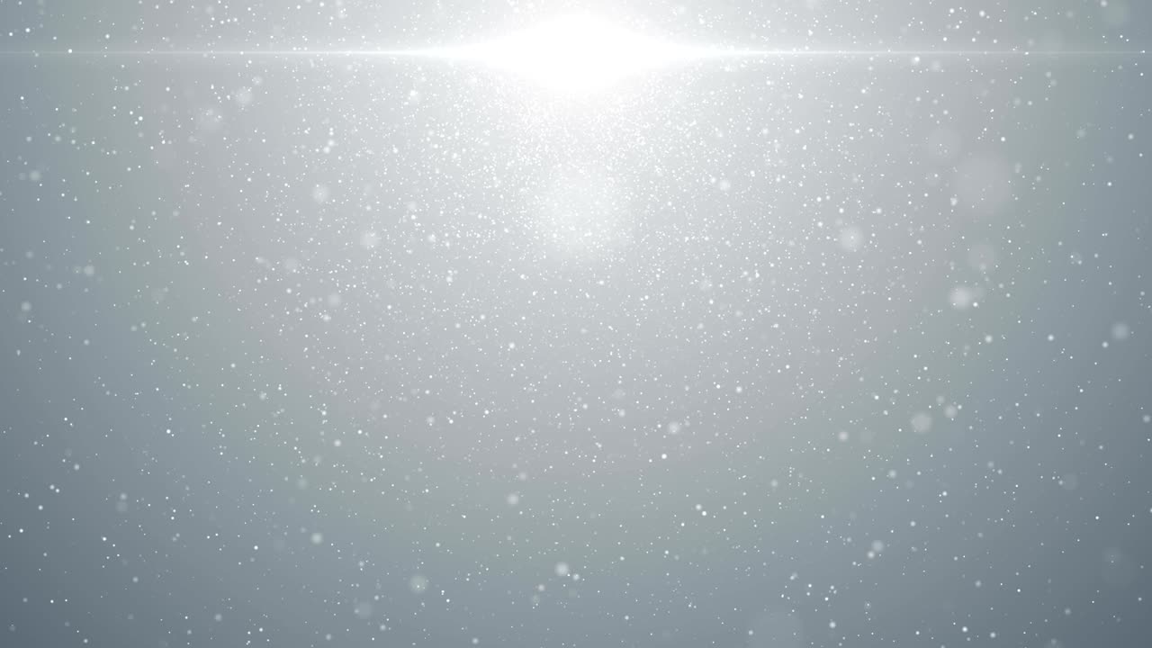 Sfondo astratto in loop con particelle bianche luminose, glitter, bokeh e polvere, per contesti aziendali