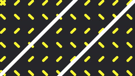 animation of white lines and rotating yellow capsules on black background