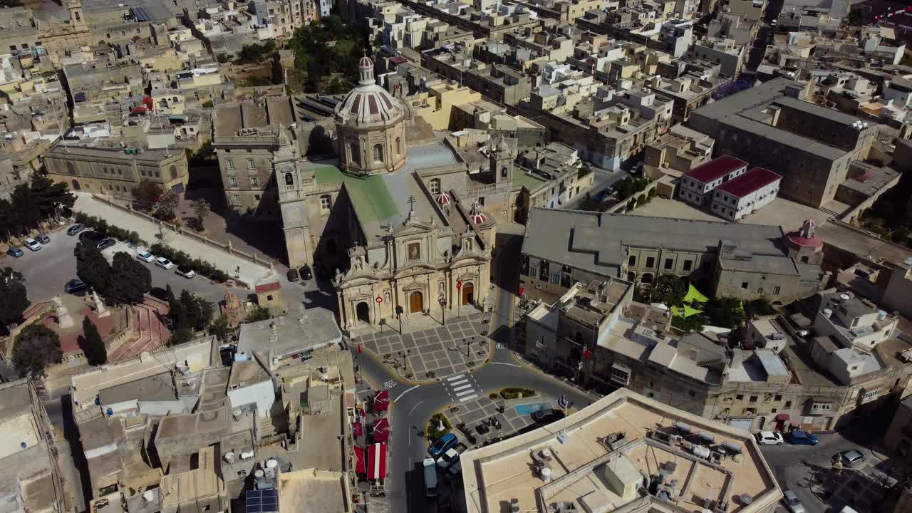 Basilica of St Paul in Rabat town, Malta. Aerial view
