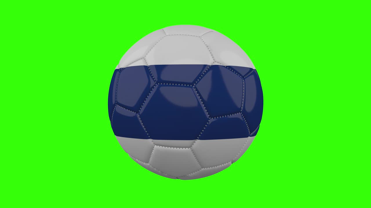 la bandera de finlandia en la bola gira sobre un fondo alfa verde transparente, bucle