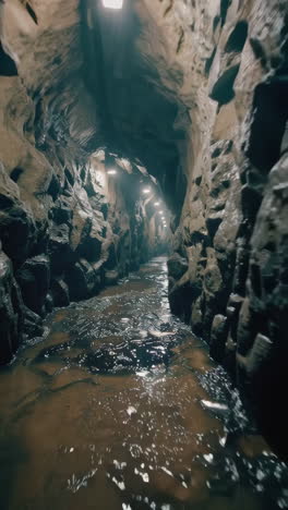 cave tunnel with stream