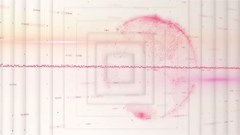 Globus-Und-Datenverarbeitung-Vor-Mehreren-Quadraten,-Die-Sich-Auf-Weißem-Hintergrund-Bewegen