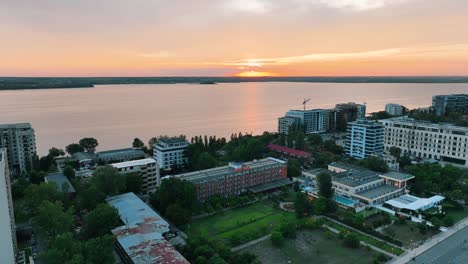 Aerial-footage-of-Mamaia-beach,-Constanta,-Romania