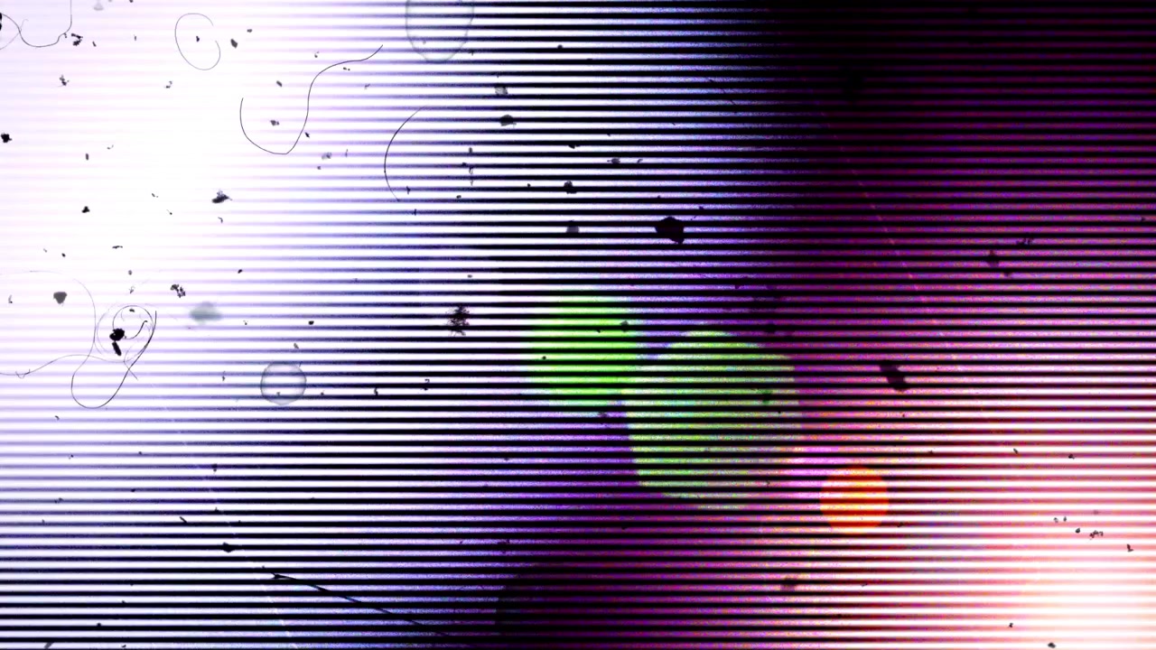 Digital Glitch Effect with Horizontal Lines and Circles as Transition
