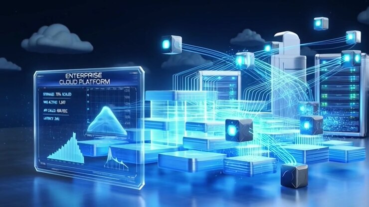 Digital Enterprise Cloud Platform Data Visualization with Server Infrastructure