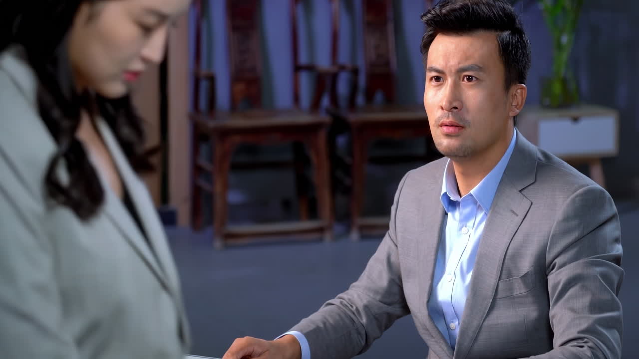 Angry director, dissatisfied with the work, manager scolds an employee over a poorly executed task, highlighting stress and frustration in a high-pressure office environment