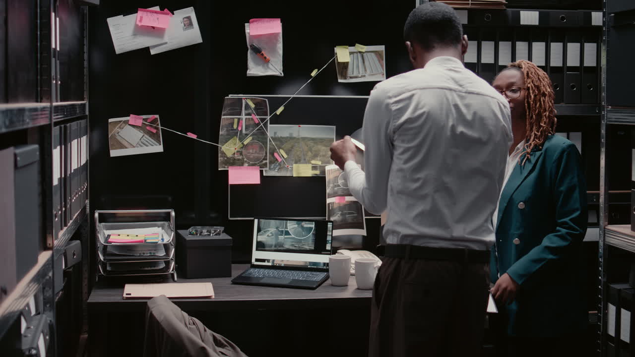 Detectives Reviewing Evidence in Office