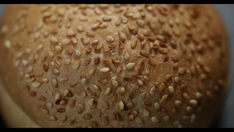 close-up of a sesame seed bun