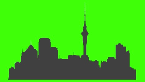 silhouette of auckland city icon popping up on the green screen