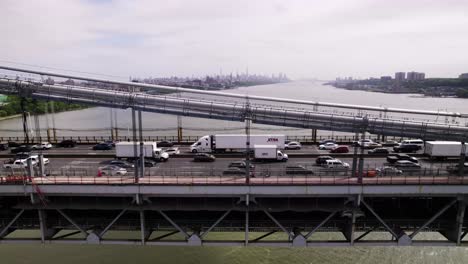 traffic along the george washington bridge, entering new york city