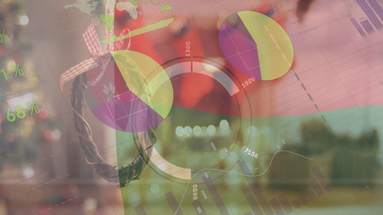 animación del procesamiento de datos sobre las decoraciones navideñas