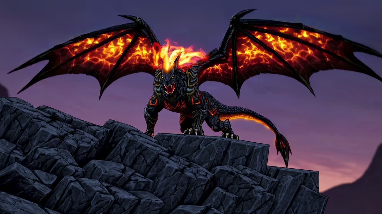 Fiery Dragon on a Rocky Peak