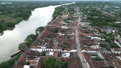 santa cruz de mompox aerial view of colombia historical colonial town in latin america with magdalena river drone