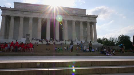 great column views from front of the lincoln memorial steps in washington dc.