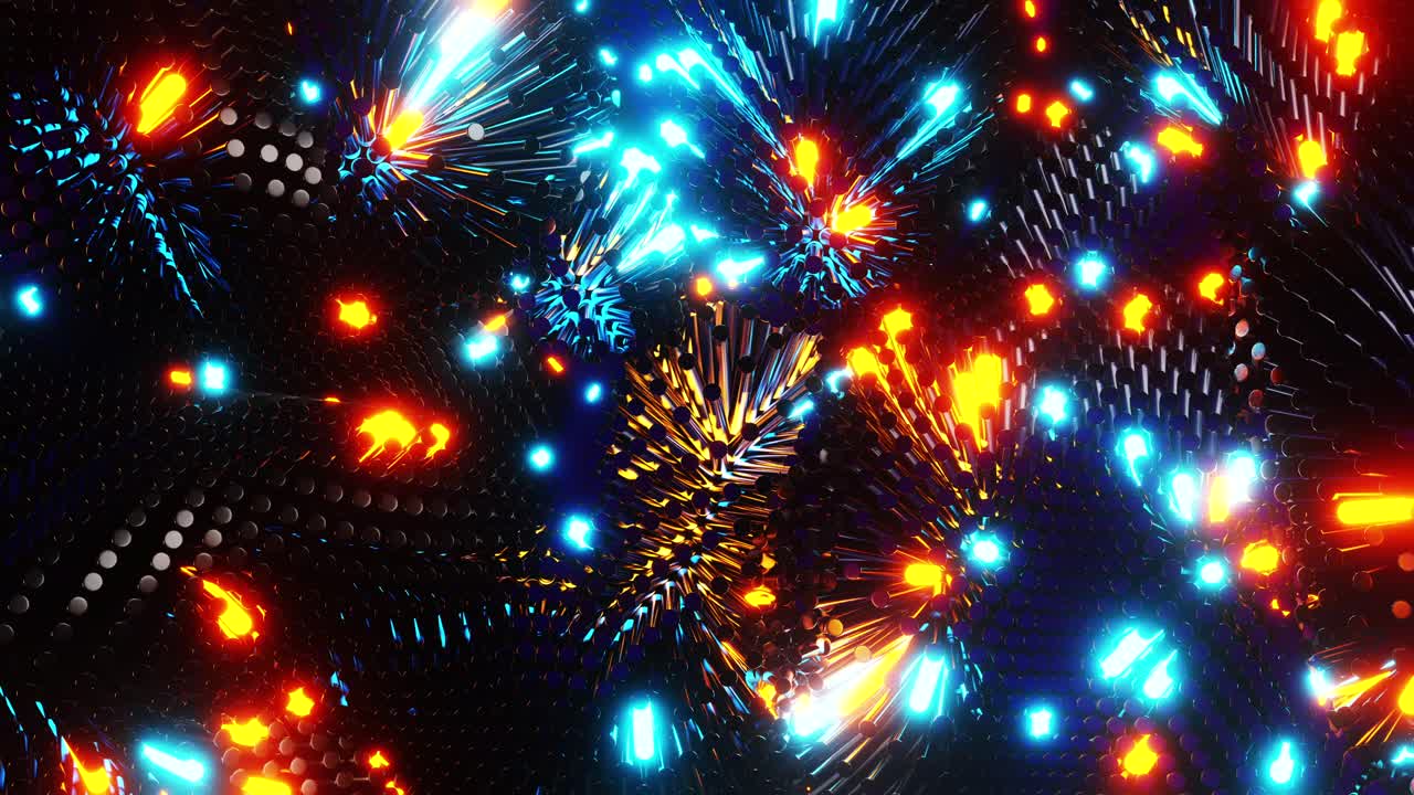 Multicolored LEDs moving in waves. Infinitely looped animation