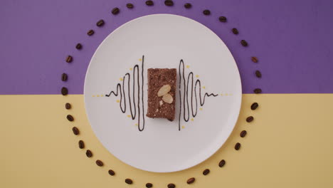 elegant chocolate brownie with coffee beans