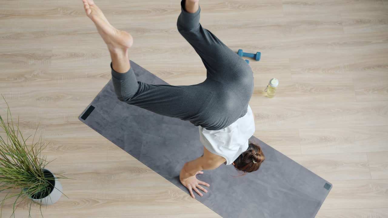 Handstand Yoga Pose on Yoga Mat