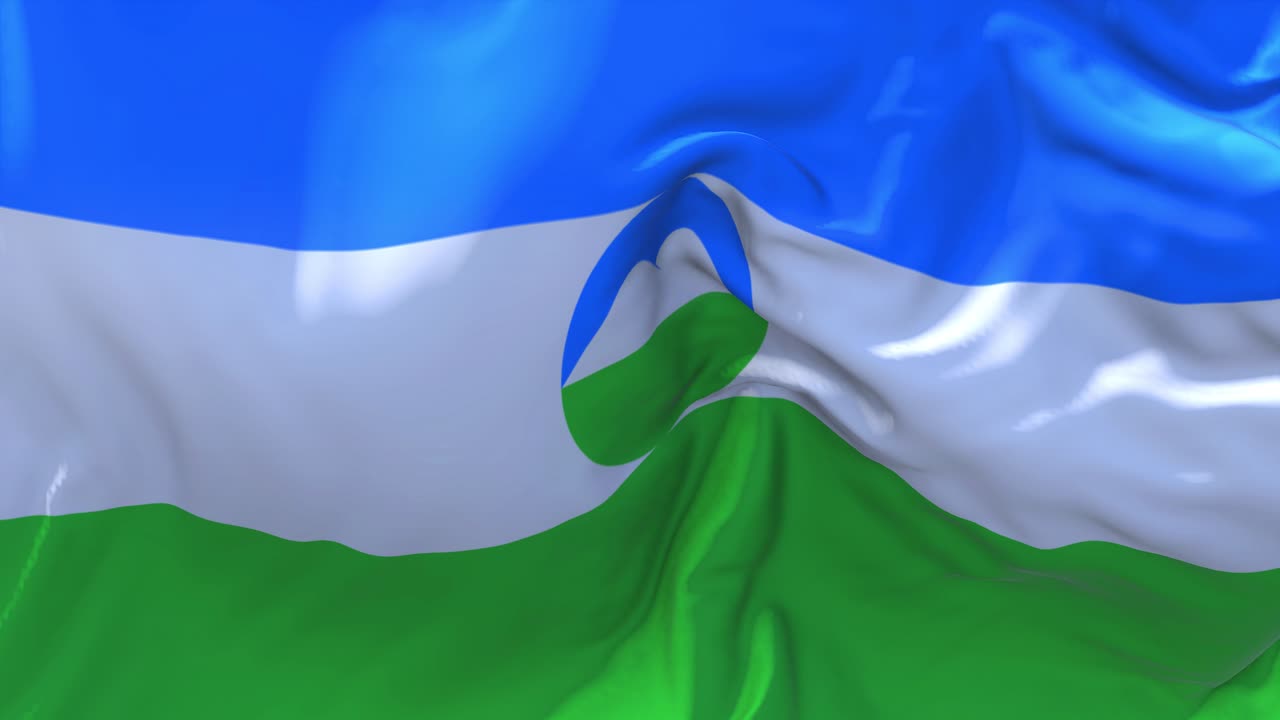 219 kabardino balkaria flag waving in wind slow motion animation 4k realistic fabric texture flag
