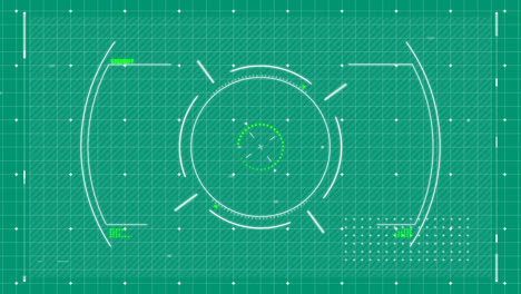 animation of data processing and scope over markers on green background