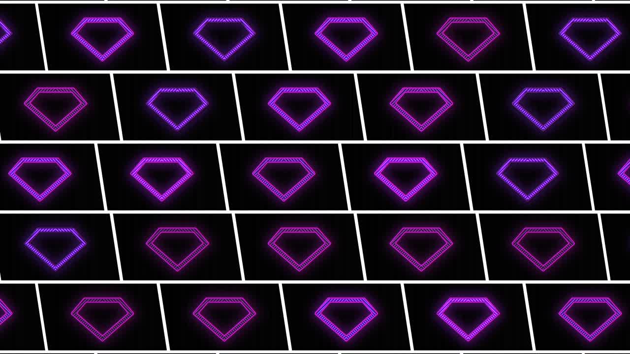 Retro diamond pattern with purple neon