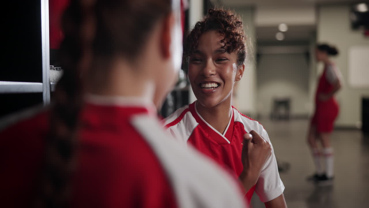 Soccer Players in Locker Room