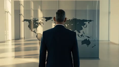 businessman contemplating global strategy