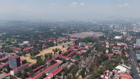 sunny day aerial perspective of unam campus