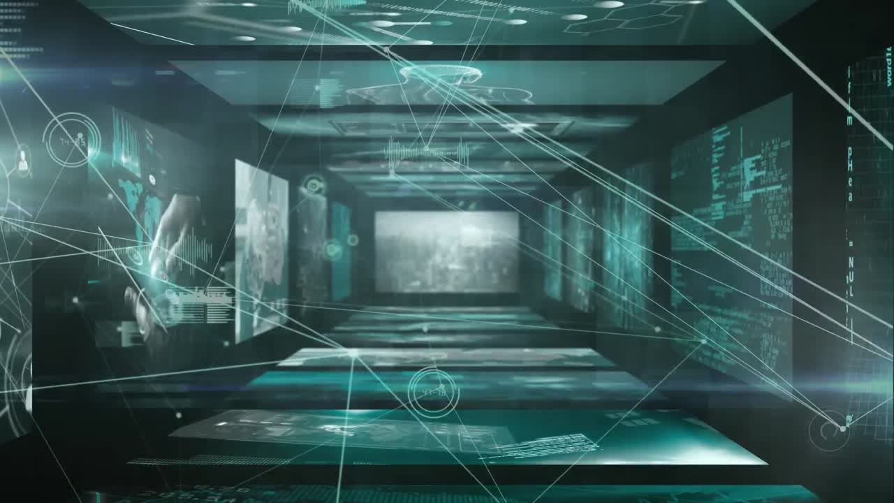 연결 네트워크의 애니메이션 및 스크린을 통해 데이터 처리