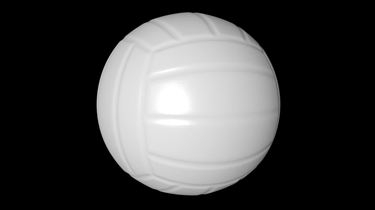 вращающийся волейбольный мяч на черном фоне с альфа-каналом. 3d-анимация