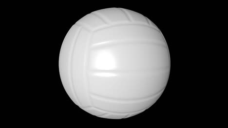 spinning volleyball ball on black background with alpha channel. 3d animation