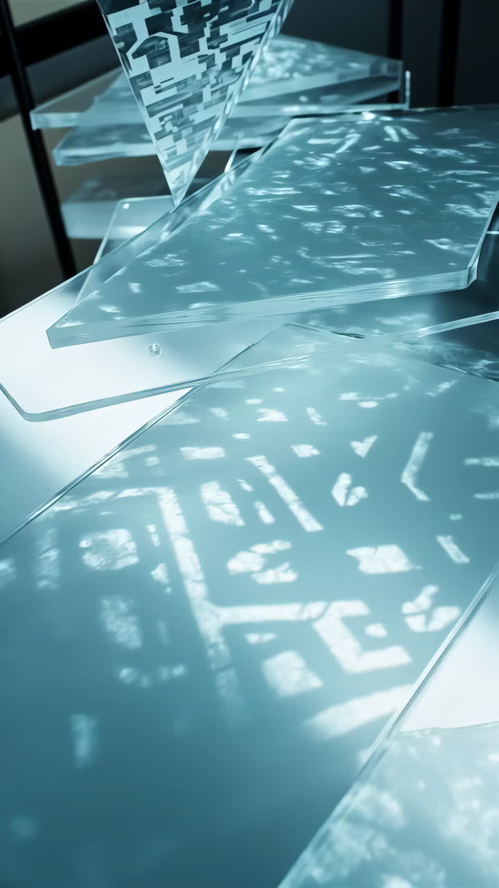 Abstract Glass Structure with Light Reflections