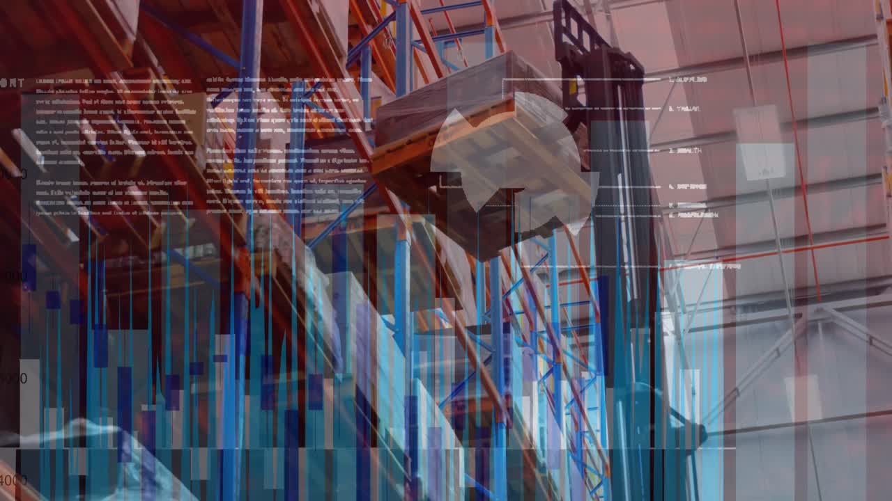 animación del procesamiento de datos sobre el almacén