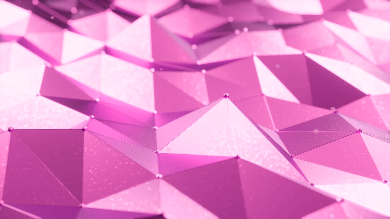 3D render of pink geometric pyramid surface moving in loop