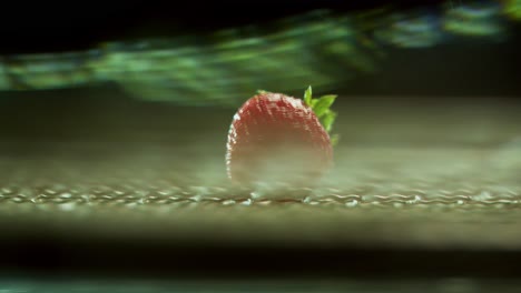 a strawberry spinning in a vortex